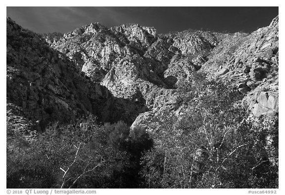 San Jacinto Peak escarpment from Chino Canyon. Santa Rosa and San Jacinto Mountains National Monument, California, USA (black and white)