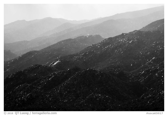 Santa Rosa Mountains ridges. Santa Rosa and San Jacinto Mountains National Monument, California, USA (black and white)