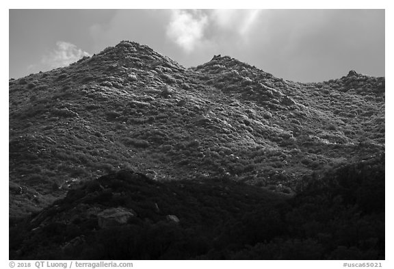 Ridge with fresh snow, Santa Rosa Mountains. Santa Rosa and San Jacinto Mountains National Monument, California, USA (black and white)