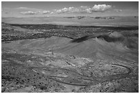 Coachella Valley and Palms to Pines Scenic Highway. Santa Rosa and San Jacinto Mountains National Monument, California, USA ( black and white)