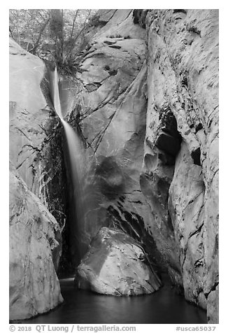 Tahquitz Falls, Tahquitz Canyon, Palm Springs. Santa Rosa and San Jacinto Mountains National Monument, California, USA (black and white)
