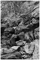 Boulders on slope, Tahquitz Canyon, Palm Springs. Santa Rosa and San Jacinto Mountains National Monument, California, USA ( black and white)