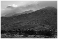 San Jacinto Mountains at sunset from Indian Canyons. Santa Rosa and San Jacinto Mountains National Monument, California, USA ( black and white)