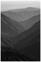 Valley ridges, looking west from PCT. San Gabriel Mountains National Monument, California, USA ( black and white)