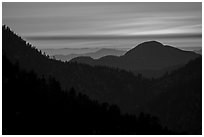 Ridges at sunset. San Gabriel Mountains National Monument, California, USA ( black and white)