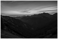 Mountains and distant Los Angeles Basin at sunset. San Gabriel Mountains National Monument, California, USA ( black and white)