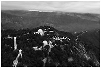 Aerial view of Mount Wilson observatory. San Gabriel Mountains National Monument, California, USA ( black and white)