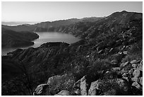 Blue Ridge and Lake Berryessa, Putah Creek Wildlife Are. Berryessa Snow Mountain National Monument, California, USA ( black and white)