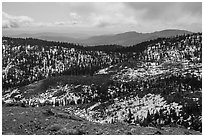 Slopes with snow from Snow Mountain summit. Berryessa Snow Mountain National Monument, California, USA ( black and white)