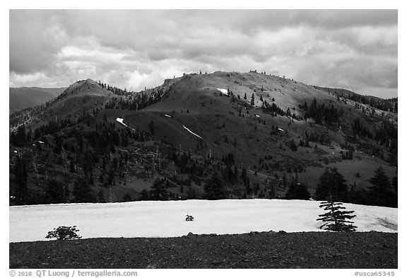 East Snow Mountain Summit from West Snow Mountain Summit. Berryessa Snow Mountain National Monument, California, USA (black and white)