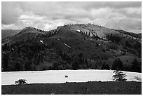 East Snow Mountain Summit from West Snow Mountain Summit. Berryessa Snow Mountain National Monument, California, USA ( black and white)