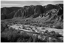 Afton Canyon of the Mojave River. Mojave Trails National Monument, California, USA ( black and white)
