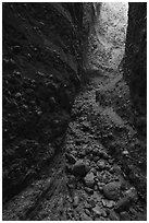 Slot canyon in conglomerate rock, Afton Canyon. Mojave Trails National Monument, California, USA ( black and white)