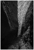 Slot canyon walls in sedimentary rocks. Mojave Trails National Monument, California, USA ( black and white)