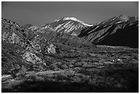Snowy San Giorgono Mountain, Mission Creek Preserve. Sand to Snow National Monument, California, USA ( black and white)