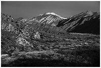 Snowy San Giorgono Mountain, Mission Creek Preserve. Sand to Snow National Monument, California, USA ( black and white)