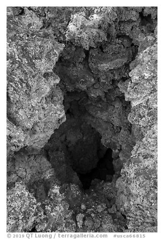 Lava vent, Fleener Chimneys. Lava Beds National Monument, California, USA (black and white)
