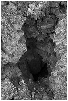 Lava vent, Fleener Chimneys. Lava Beds National Monument, California, USA ( black and white)