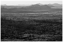 Schonchin Flow and Hardin Butte. Lava Beds National Monument, California, USA ( black and white)