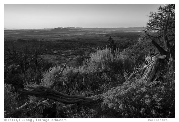 View from Schonchin Butte, sunset. Lava Beds National Monument, California, USA (black and white)