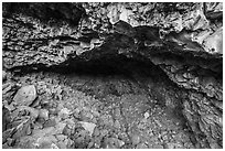 Entrance to Big Painted Cave. Lava Beds National Monument, California, USA ( black and white)