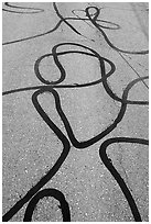 Pavement detail, route 66. Mojave Trails National Monument, California, USA ( black and white)