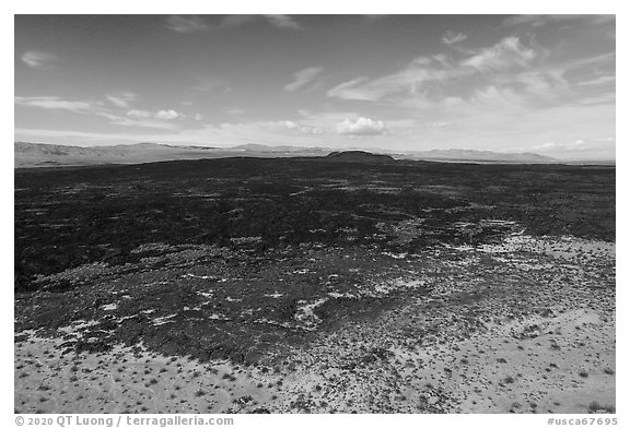 Aerial view of Lavic Lake volcanic field with distant Pisgah Crater. Mojave Trails National Monument, California, USA