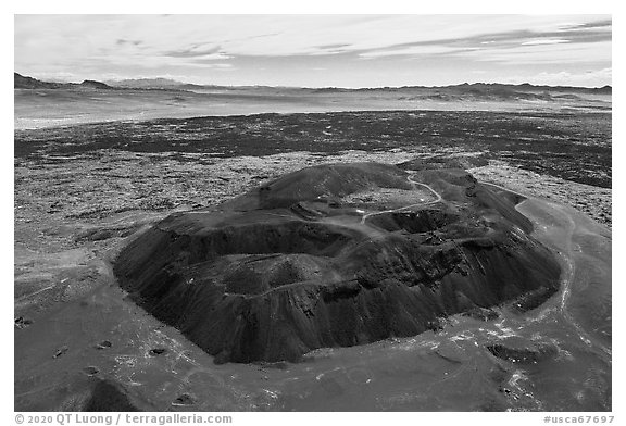 Aerial view of Pisgah cinder cone and Lavic Lake volcanic field. Mojave Trails National Monument, California, USA