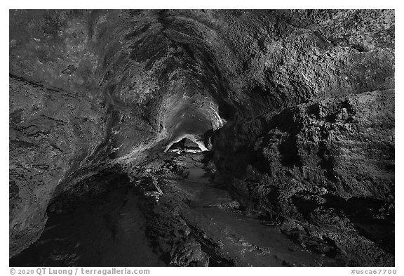 Lava tube cave, Lavic Lake volcanic field. Mojave Trails National Monument, California, USA