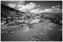 Whitewater River and San Bernardino Mountains, Whitewater Preserve. Sand to Snow National Monument, California, USA ( black and white)