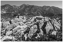Aerial view of Devils Punchbowl Natural Area. San Gabriel Mountains National Monument, California, USA ( black and white)