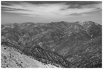 View from Mount Baldy summit. San Gabriel Mountains National Monument, California, USA ( black and white)