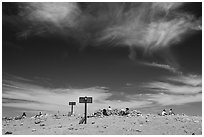 Hikers on Mt Baldy summit. San Gabriel Mountains National Monument, California, USA ( black and white)