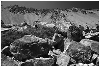 Talus Rocks and ridge, Baldy Bowl. San Gabriel Mountains National Monument, California, USA ( black and white)