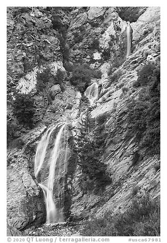 San Antonio Falls. San Gabriel Mountains National Monument, California, USA (black and white)