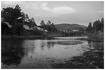 Jackson Lake at sunset. San Gabriel Mountains National Monument, California, USA ( black and white)