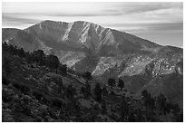 Mt Baldy from Blue Ridge. San Gabriel Mountains National Monument, California, USA ( black and white)