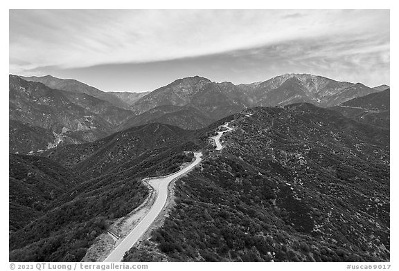 Aerial view of Glendora Ridge Road. San Gabriel Mountains National Monument, California, USA