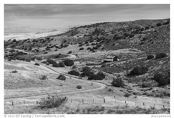 Road and Selby Ranch. Carrizo Plain National Monument, California, USA