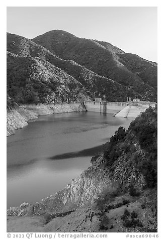 Moris Dam, San Gabriel Canyon. San Gabriel Mountains National Monument, California, USA (black and white)