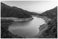 San Gabriel Canyon with Moris Reservoir at sunset. San Gabriel Mountains National Monument, California, USA ( black and white)