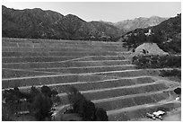 San Gabriel Dam, dusk. San Gabriel Mountains National Monument, California, USA ( black and white)