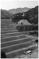 San Gabriel Dam and Cucamonga Peak. San Gabriel Mountains National Monument, California, USA ( black and white)