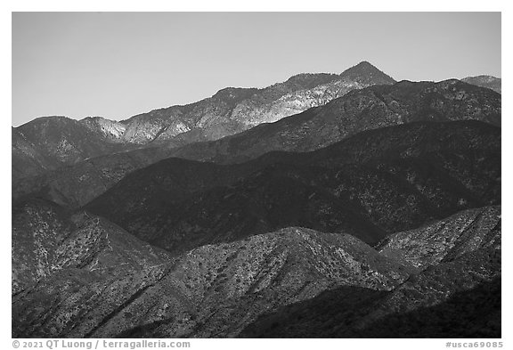 Twin Peaks, early morning. San Gabriel Mountains National Monument, California, USA (black and white)