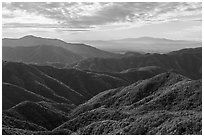Hills and Los Angeles Basin from Glendora Ridge. San Gabriel Mountains National Monument, California, USA ( black and white)