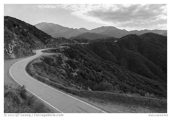 Glendora Ridge Road. San Gabriel Mountains National Monument, California, USA (black and white)