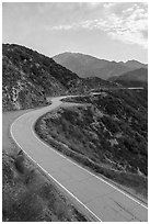 Glendora Ridge Road and San Gorgonio range. San Gabriel Mountains National Monument, California, USA ( black and white)