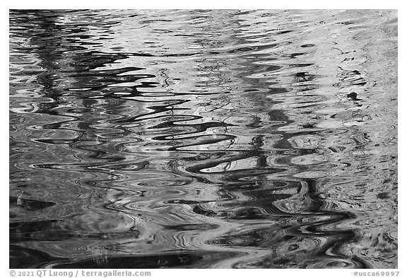 Ripples in pool below Lower Switzer Falls. San Gabriel Mountains National Monument, California, USA (black and white)