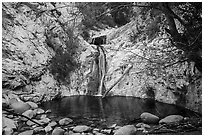 Circular basin at the base of Lower Switzer Falls. San Gabriel Mountains National Monument, California, USA ( black and white)