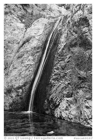 Upper Switzer Falls. San Gabriel Mountains National Monument, California, USA (black and white)